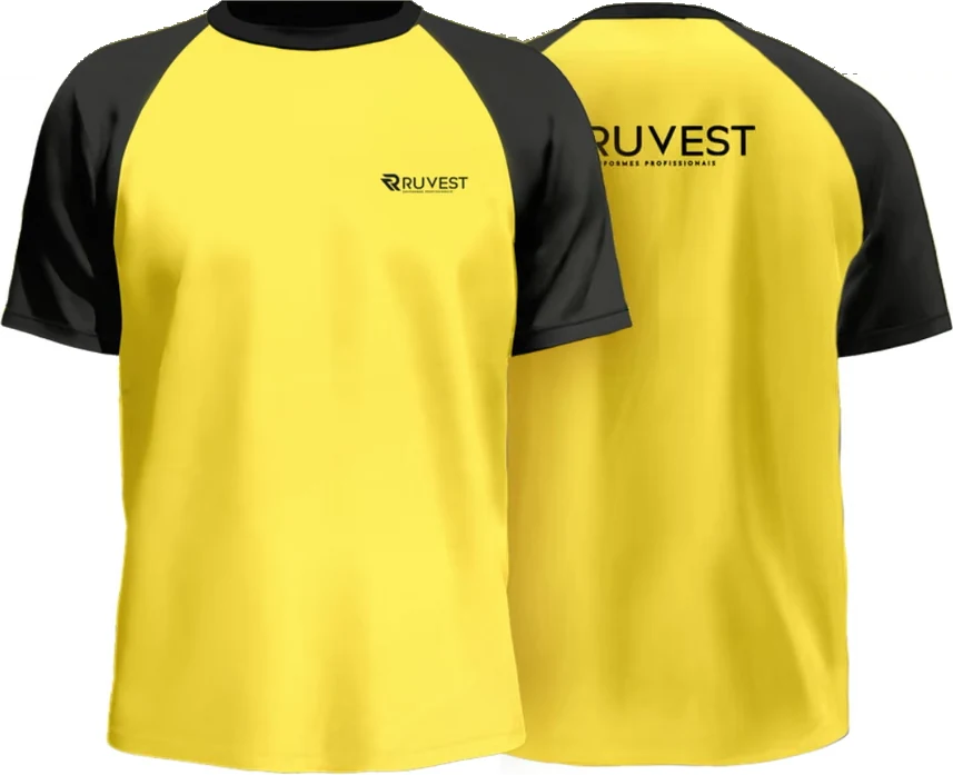 Desenho da peça no catálogo Ruvest Uniformes, modelo Camiseta raglan